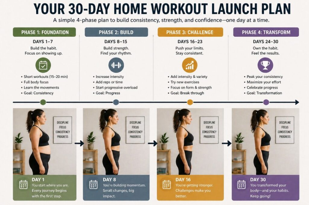 30 day home workout plan progress for beginners fitness improvement