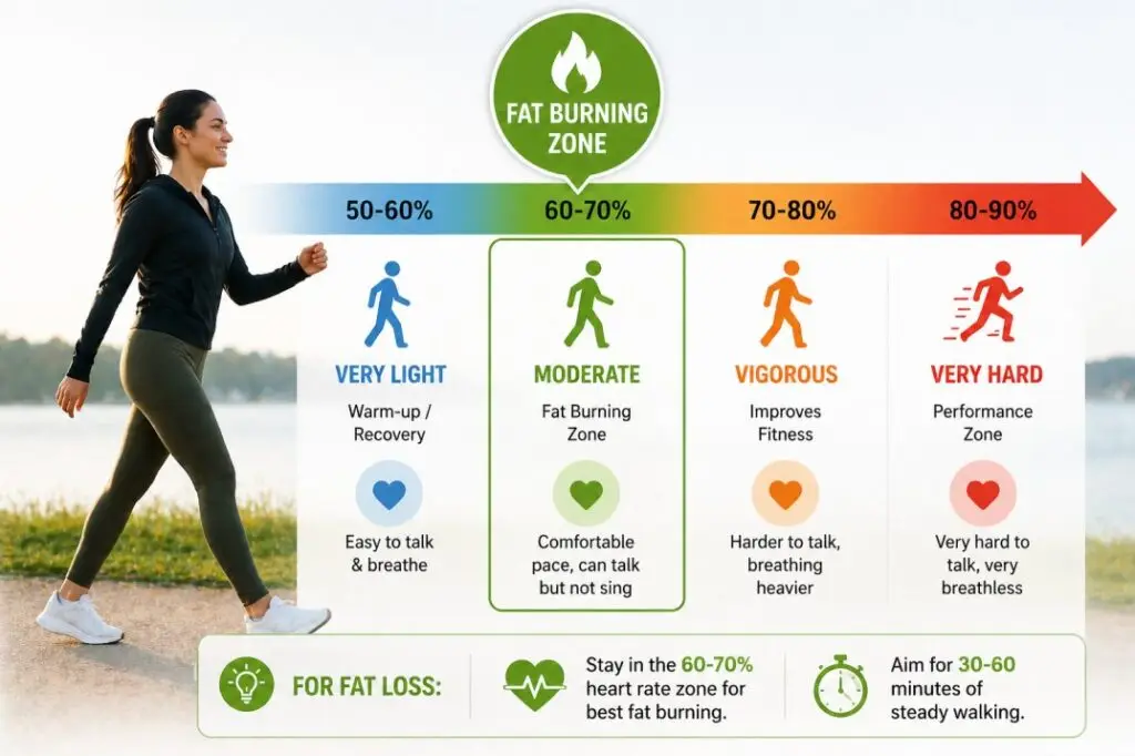 fat burning zone during low intensity walking exercise