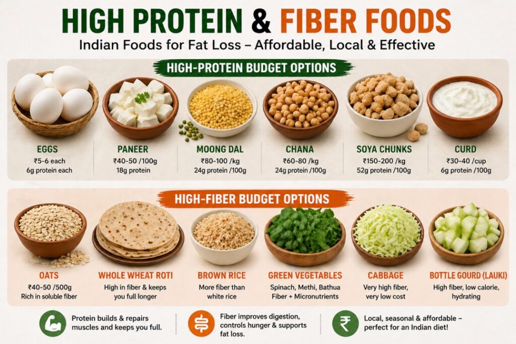 high protein and fiber indian foods for fat loss diet plan