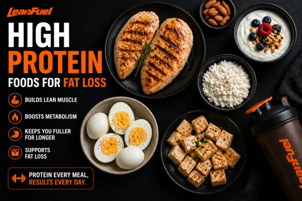“high protein foods for fat loss eggs chicken tofu yogurt”