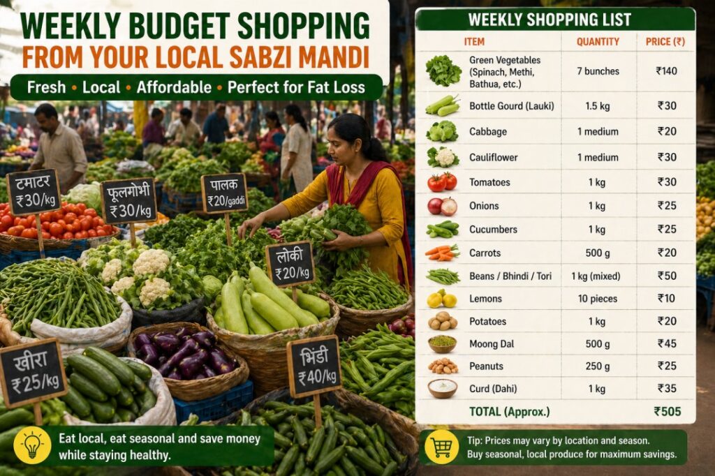 buying vegetables from indian sabzi mandi for budget diet plan