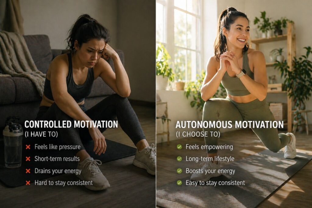 difference between intrinsic and extrinsic motivation in exercise habits