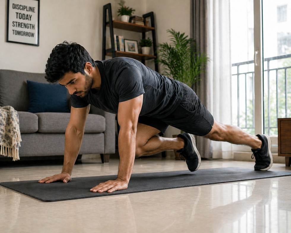 Mountain climbers exercise for core and cardio at home