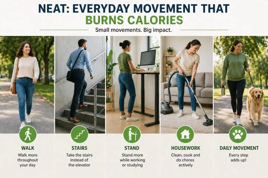daily movement activities increase calorie burn NEAT concept