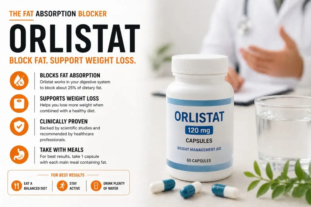 “orlistat supplement for blocking fat absorption and weight loss”