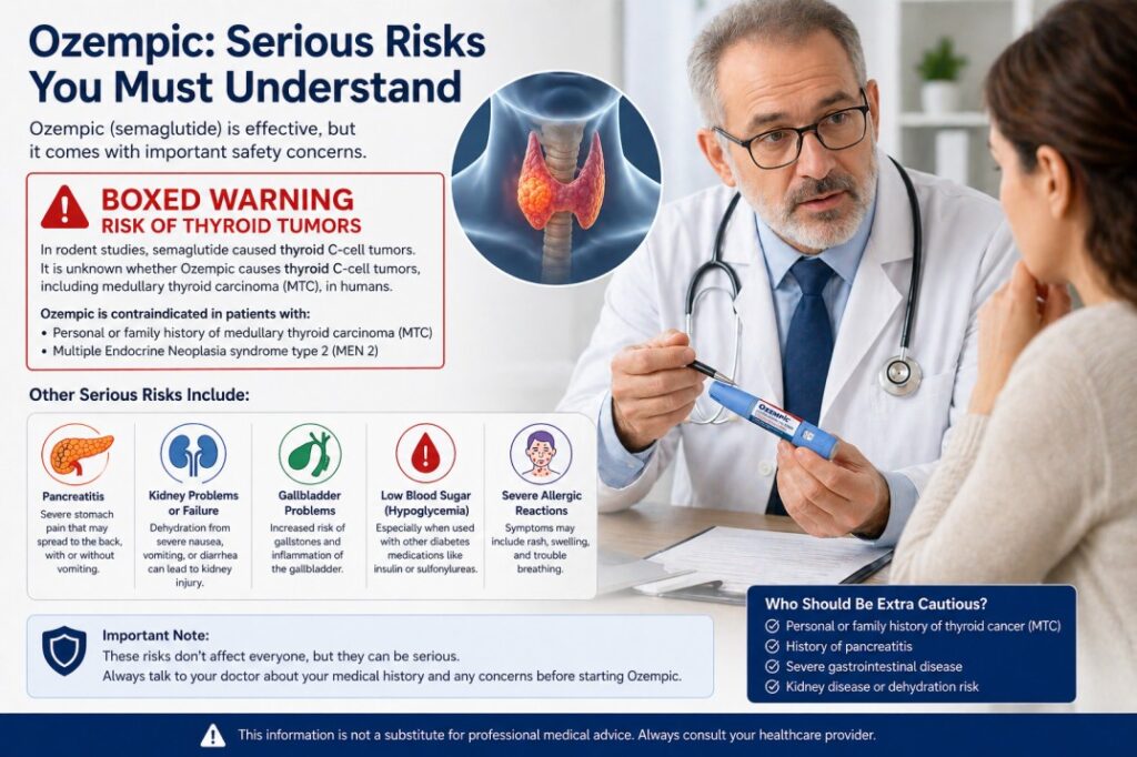 doctor explaining serious risks and warnings of ozempic medication