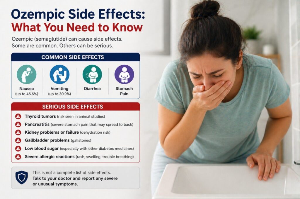 person experiencing nausea and side effects from ozempic use