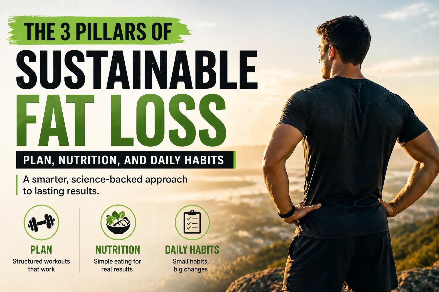 sustainable fat loss plan showing real fitness lifestyle and transformation