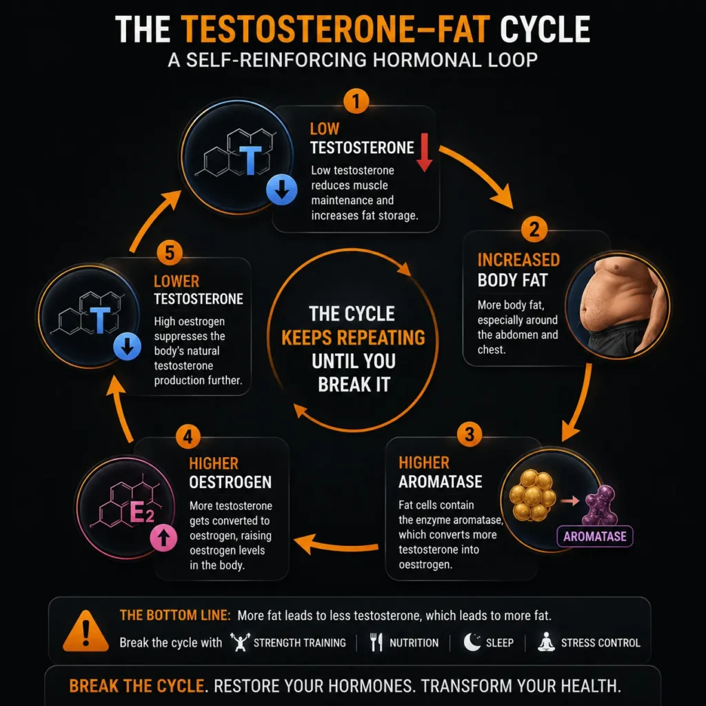 Body fat cycle reducing testosterone levels in young men