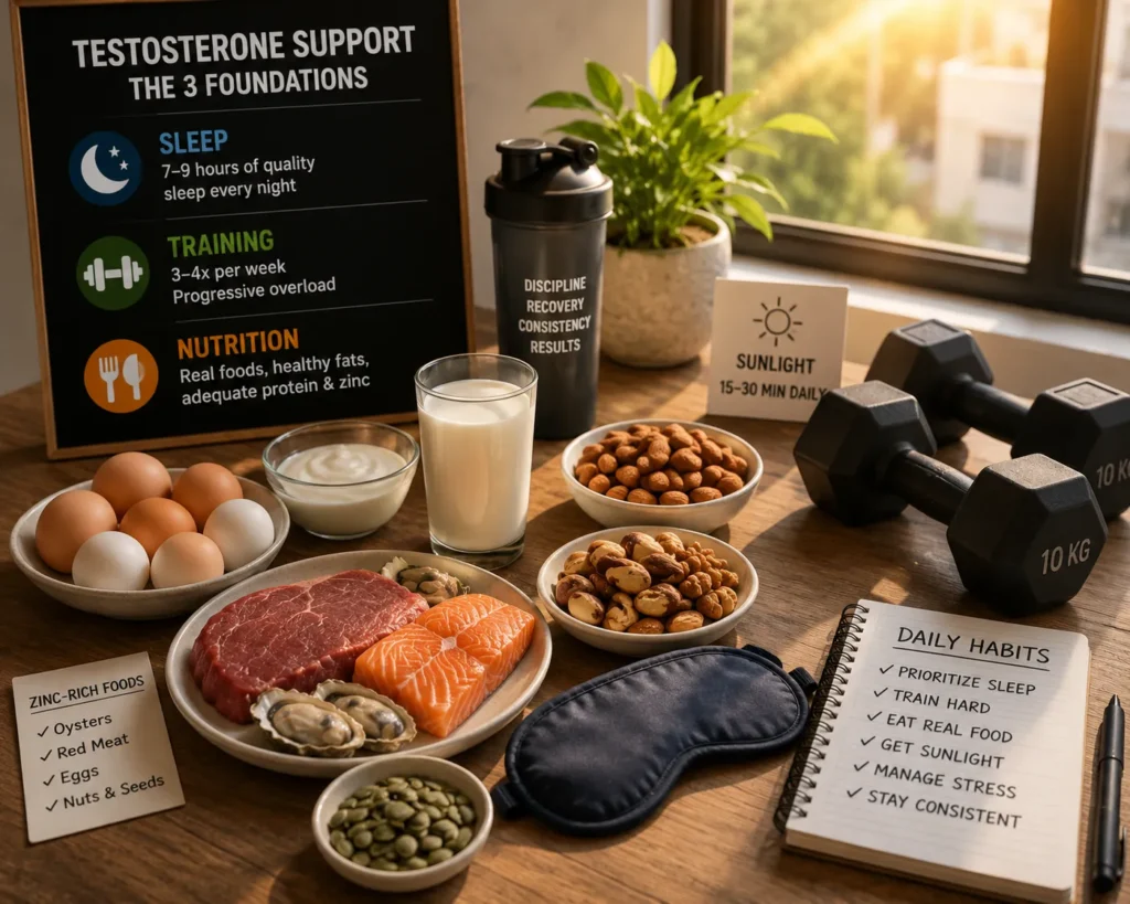 Healthy habits supporting testosterone production in young active men