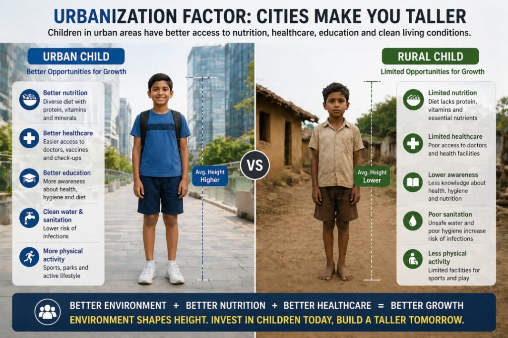 urban vs rural lifestyle impact on height growth and health