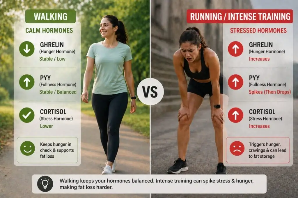 walking helps control hunger hormones and reduce cravings
