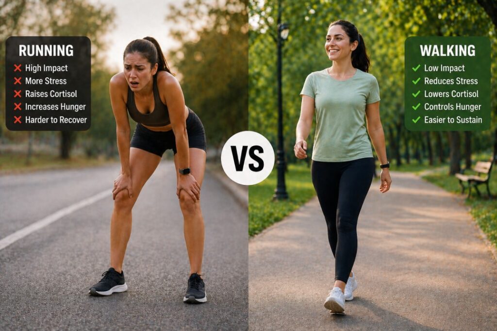 walking vs running for fat loss comparison lifestyle difference