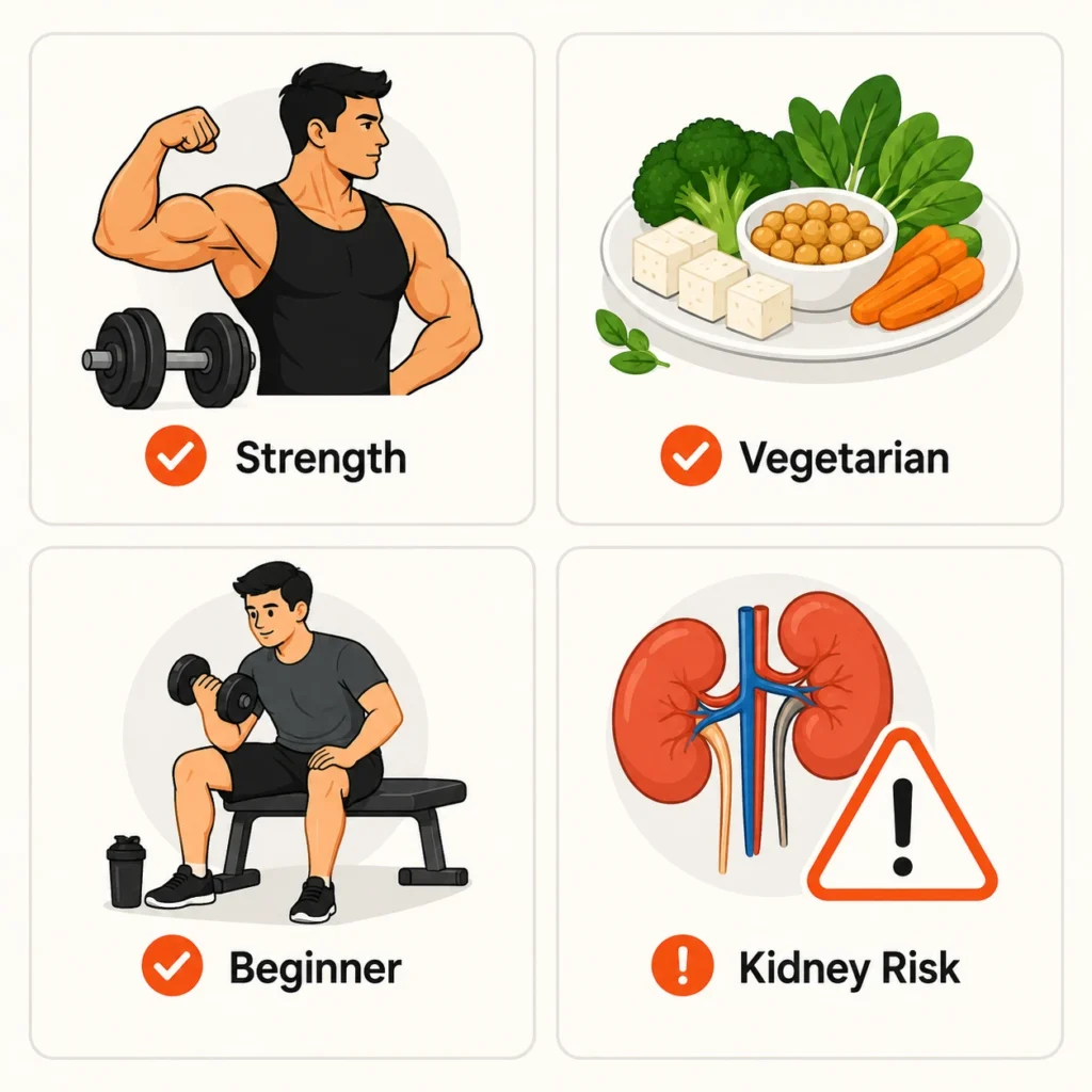 Different fitness groups compared for creatine supplementation suitability and caution