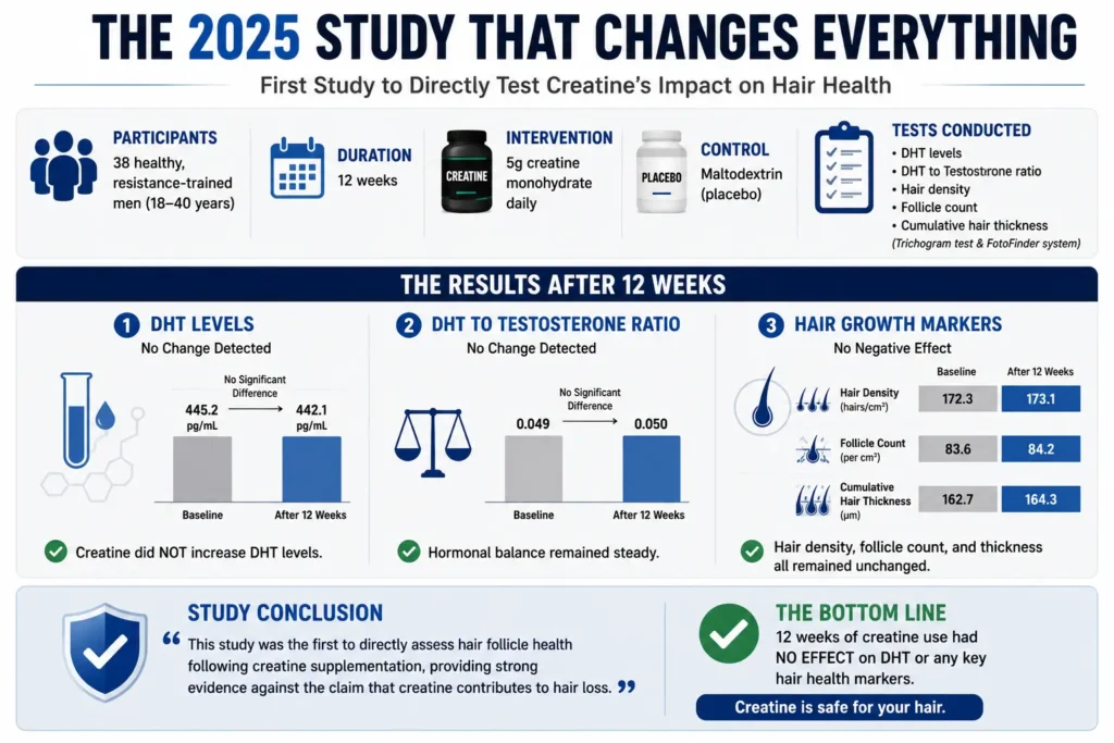 2025 study results showing creatine had no effect on hair loss markers