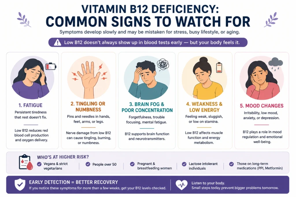 Common vitamin B12 deficiency symptoms in vegetarian adults visual