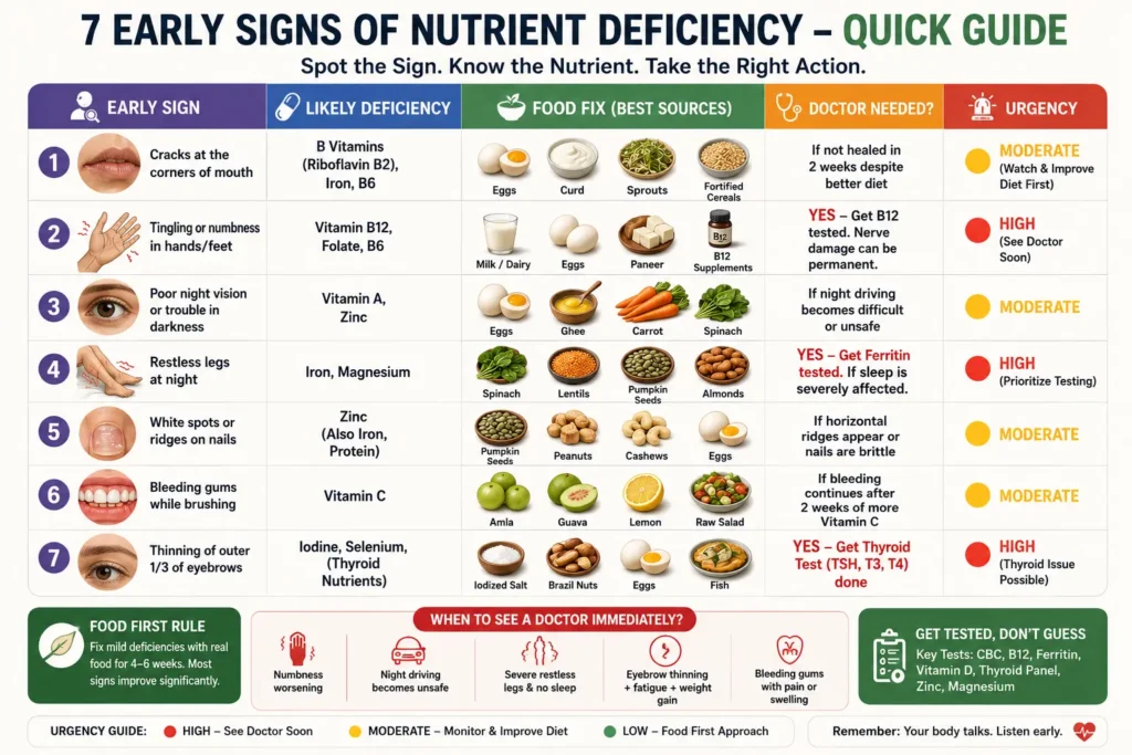 Quick guide to nutrient deficiency symptoms and food solutions