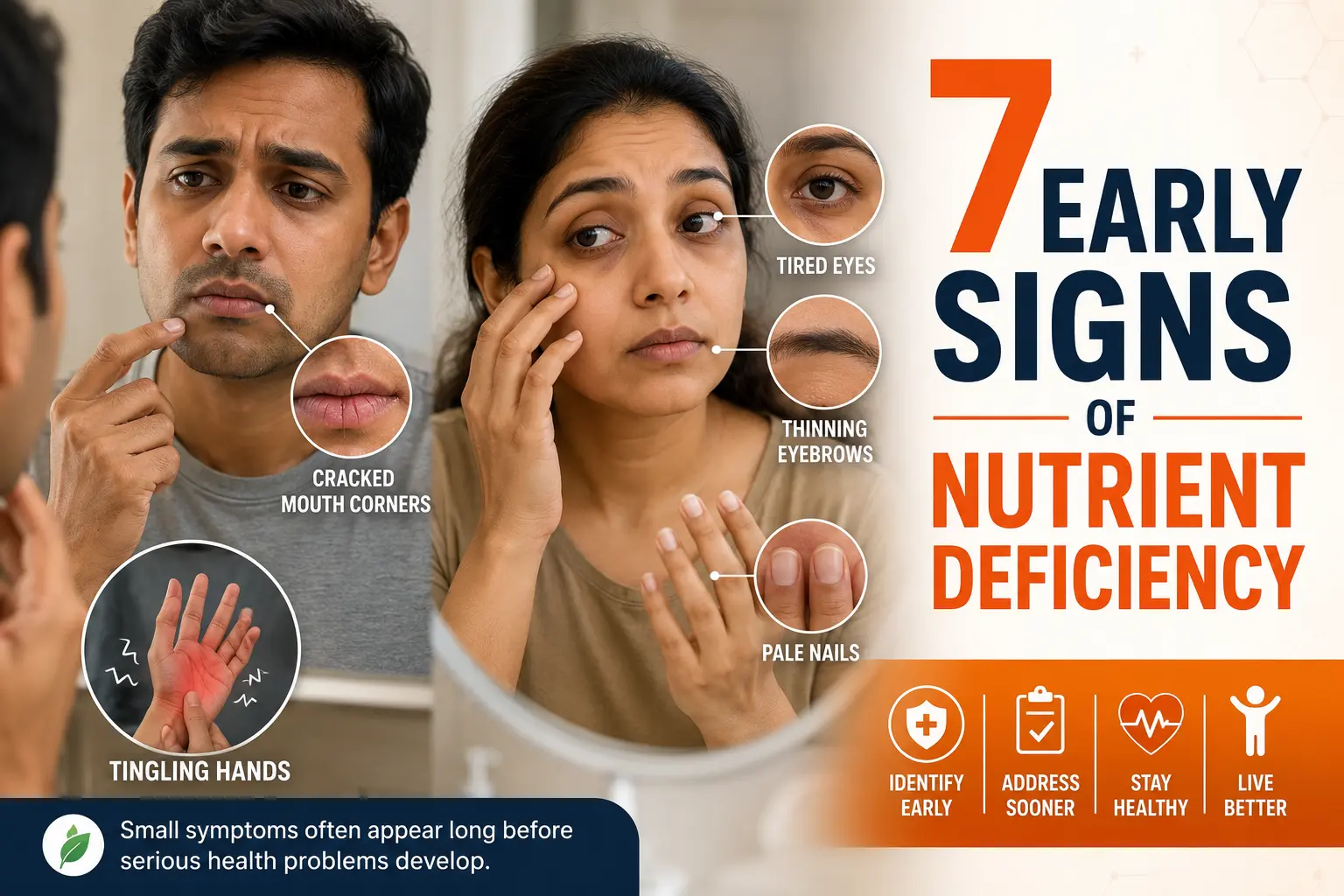 Indian adult showing early signs of nutrient deficiency symptoms