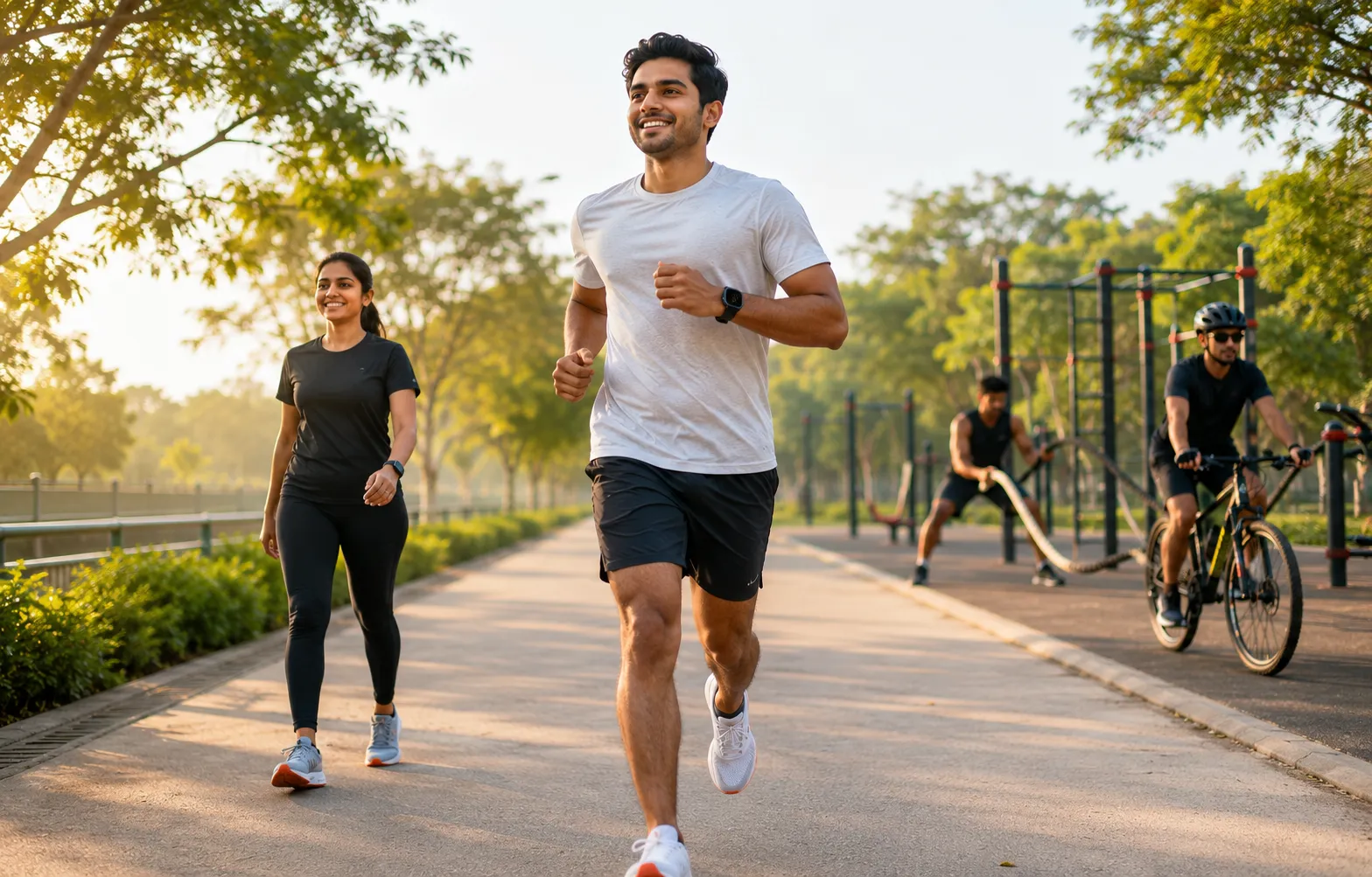 Indian adults performing cardio exercises for better heart health
