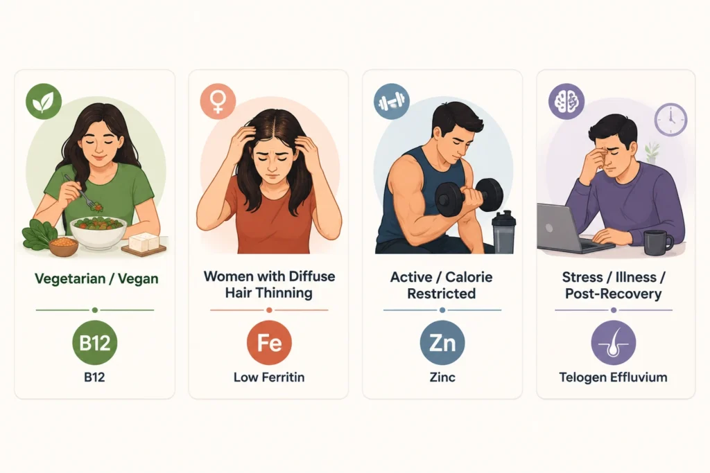 Common vitamin deficiency hair fall patterns matched to different lifestyles