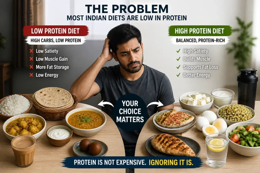 indian diet low protein problem roti rice vs protein foods