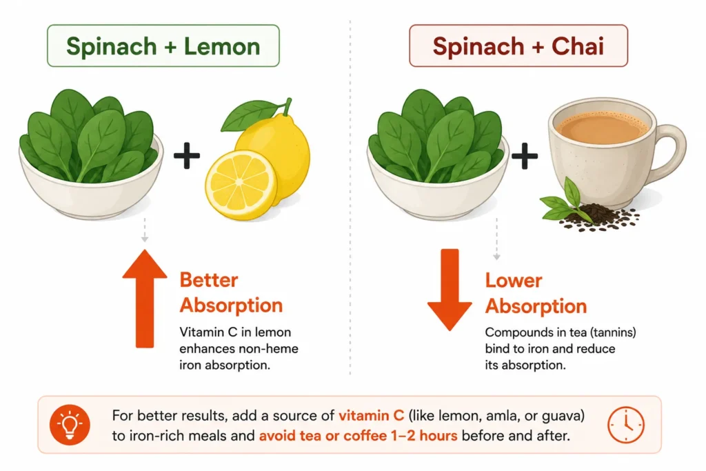 Iron absorption changes with lemon and tea combinations