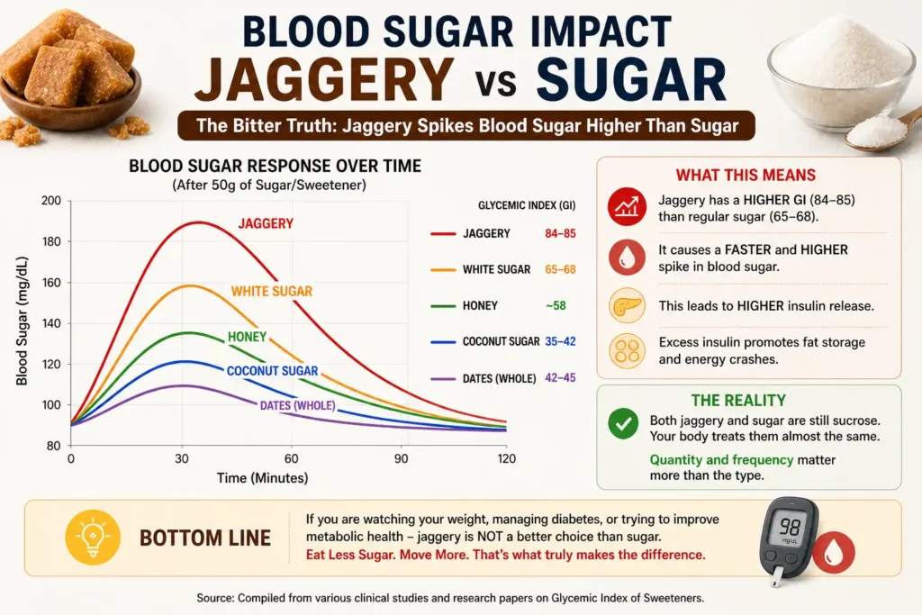 jaggery vs sugar calories and nutrients comparison
