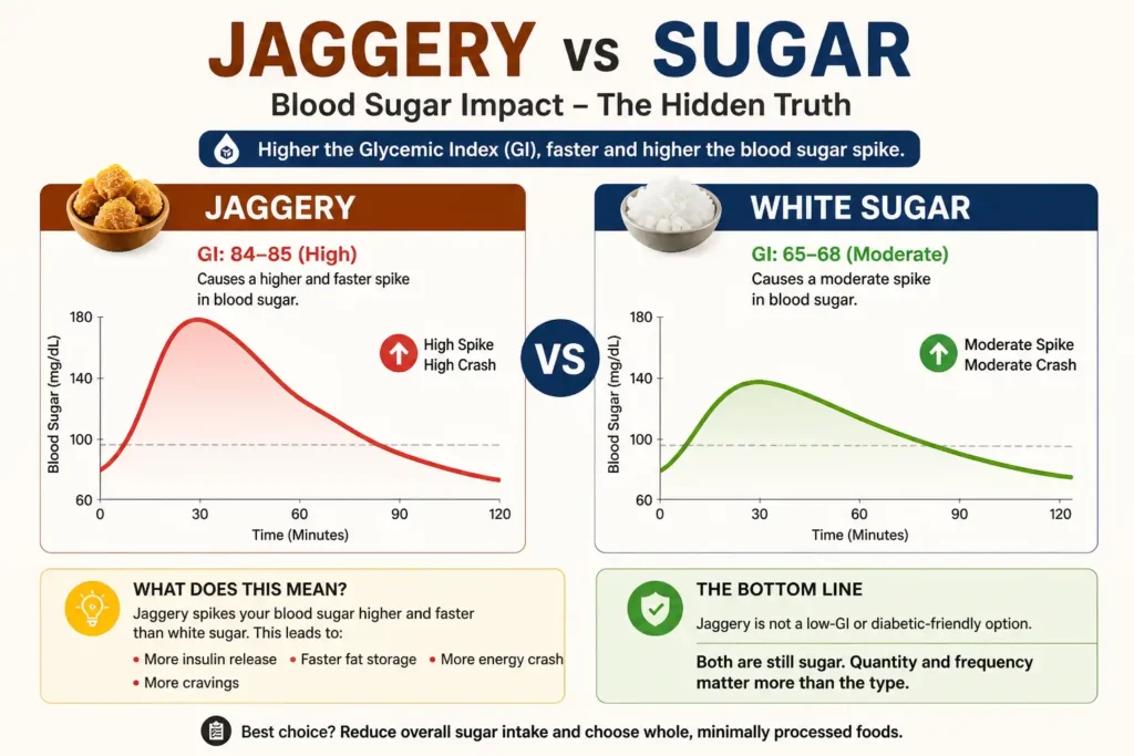 glycemic index comparison jaggery vs sugar blood sugar impact