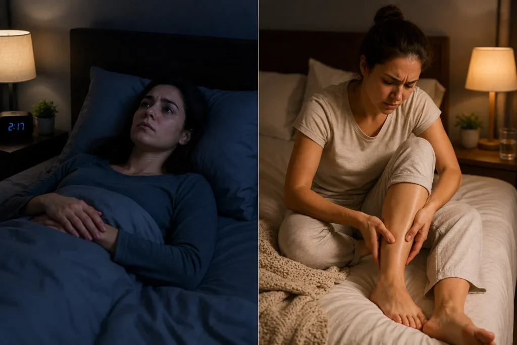 Mental anxiety insomnia compared with physical restless sleep problems