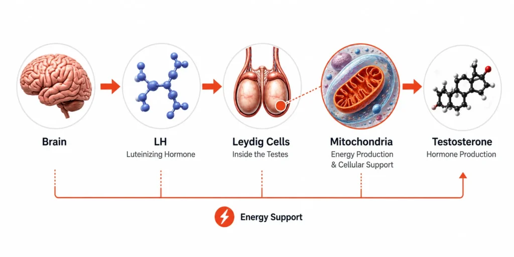 Shilajit supporting mitochondrial testosterone production inside Leydig cells