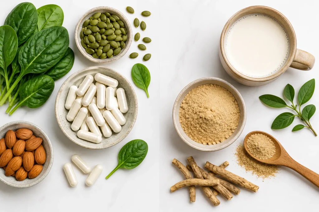 Magnesium glycinate and ashwagandha supplements compared side by side