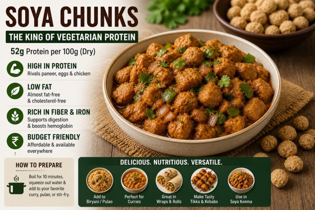 “Soya chunks high protein vegetarian food in India”
