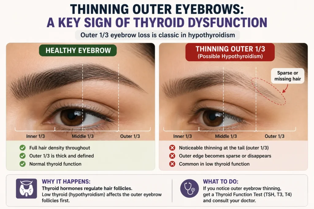 Outer eyebrow thinning linked to thyroid nutrient deficiency signs