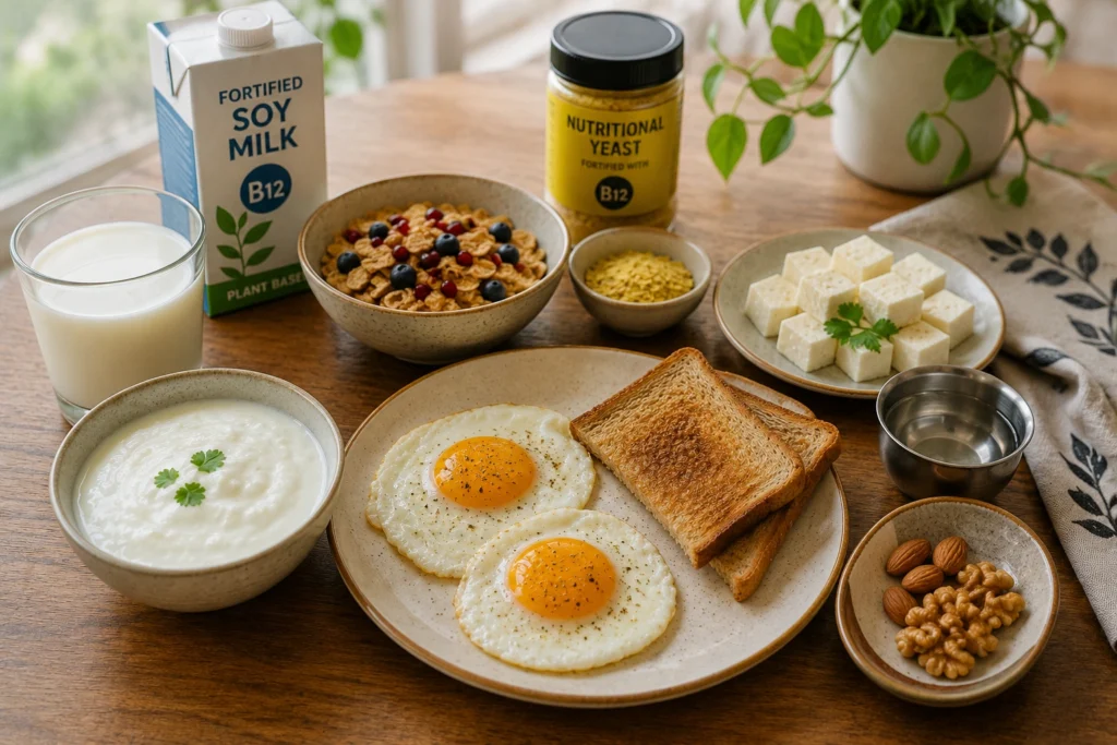 Indian vegetarian breakfast foods rich in vitamin B12 sources