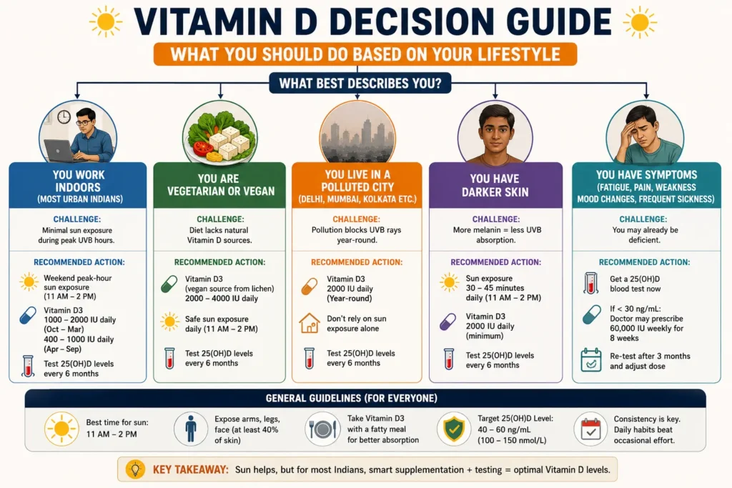 Vitamin D supplement recommendations based on Indian lifestyle factors