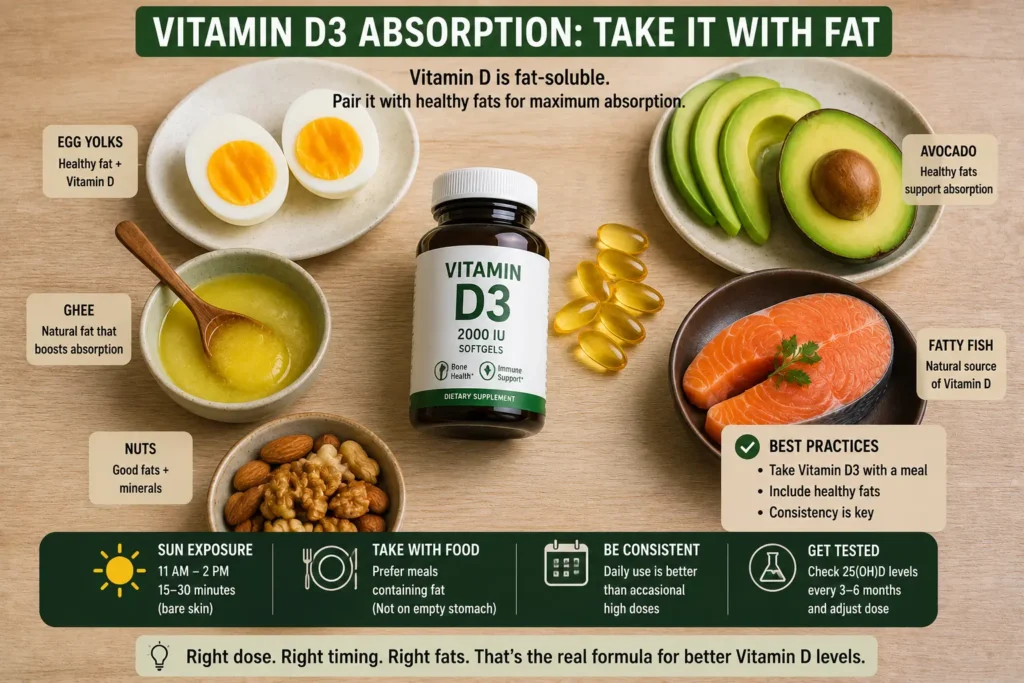 Vitamin D3 supplements with fatty foods improving absorption naturally