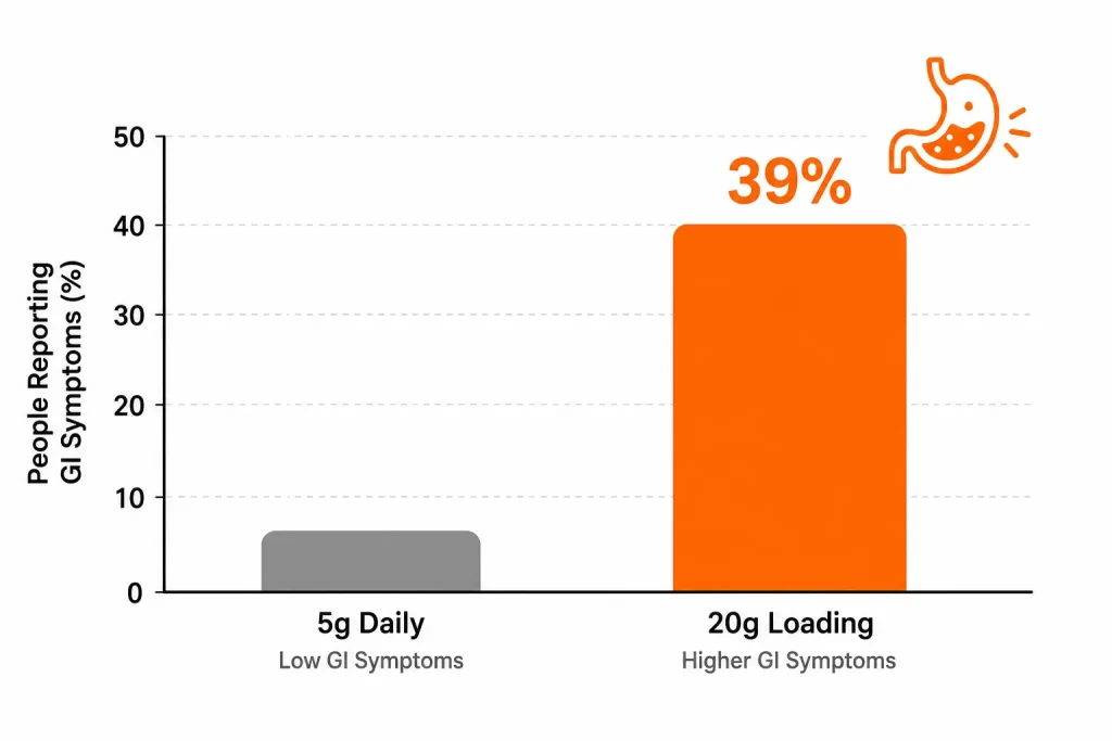 Digestive side effect risk during creatine loading phase