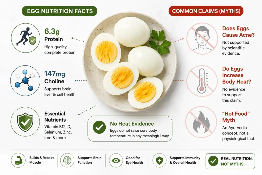 Egg nutrition benefits compared with common body heat myths