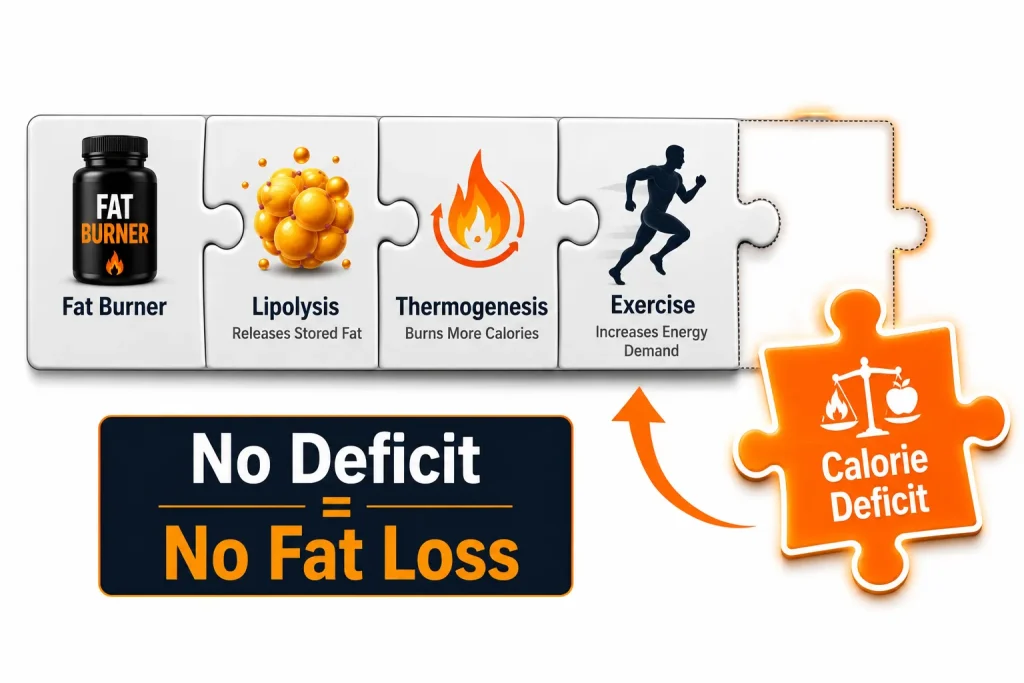 Puzzle illustrating that calorie deficit completes the fat burning process