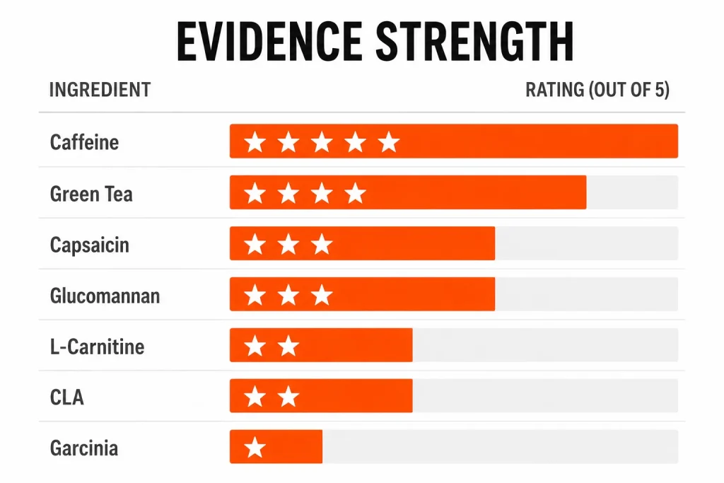Scientific evidence comparison of popular fat burner ingredients