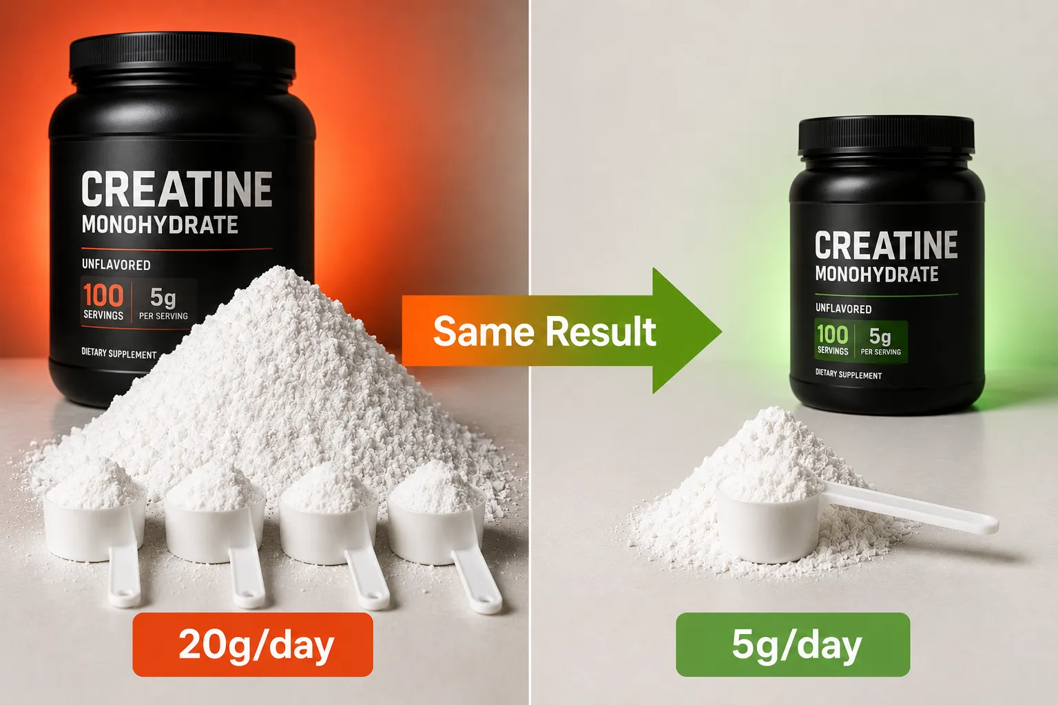 Creatine loading phase compared with standard daily dosing