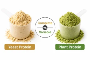 Yeast protein and plant protein powders compared side by side