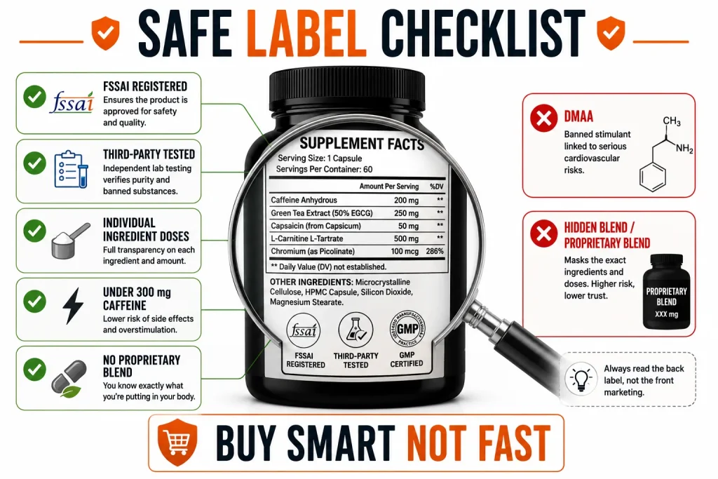 Supplement label checklist for choosing a safe fat burner