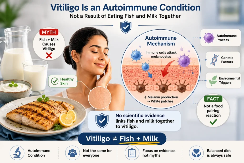 Vitiligo shown as an immune-related condition rather than a food reaction