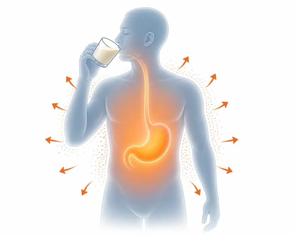 Body cooling response triggered by drinking warm milk