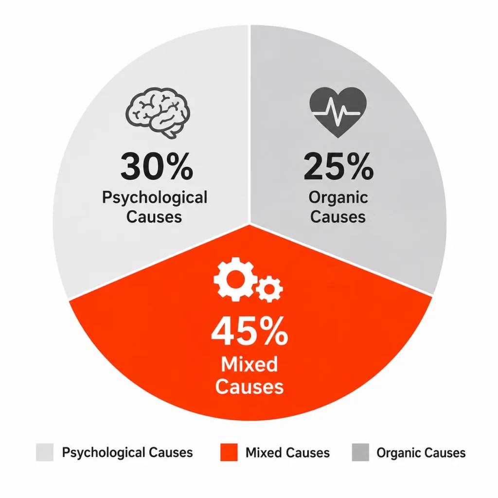 Research chart showing psychological and physical erectile dysfunction causes