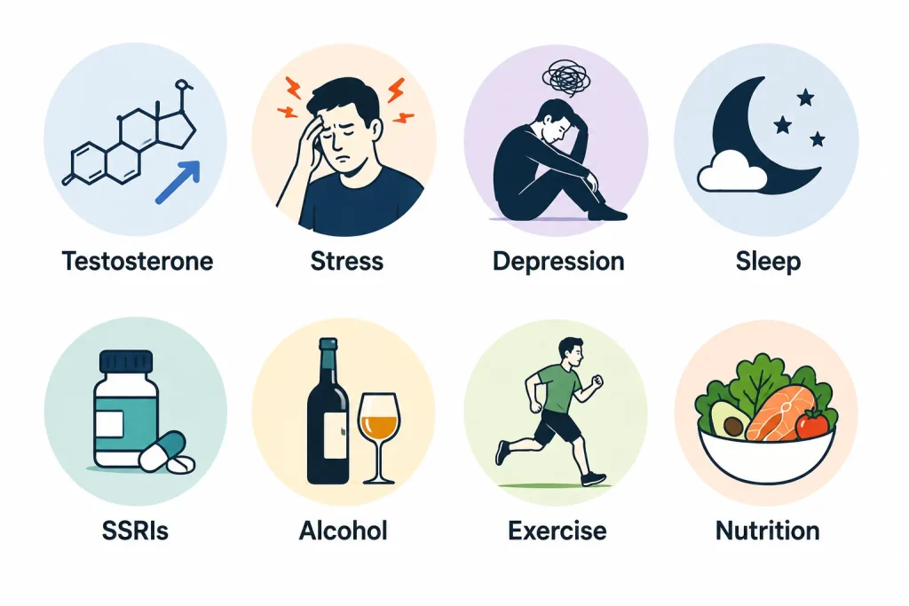 Major causes of low libido displayed using simple health icons