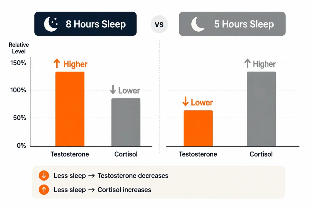 Sleep duration compared with testosterone and cortisol levels