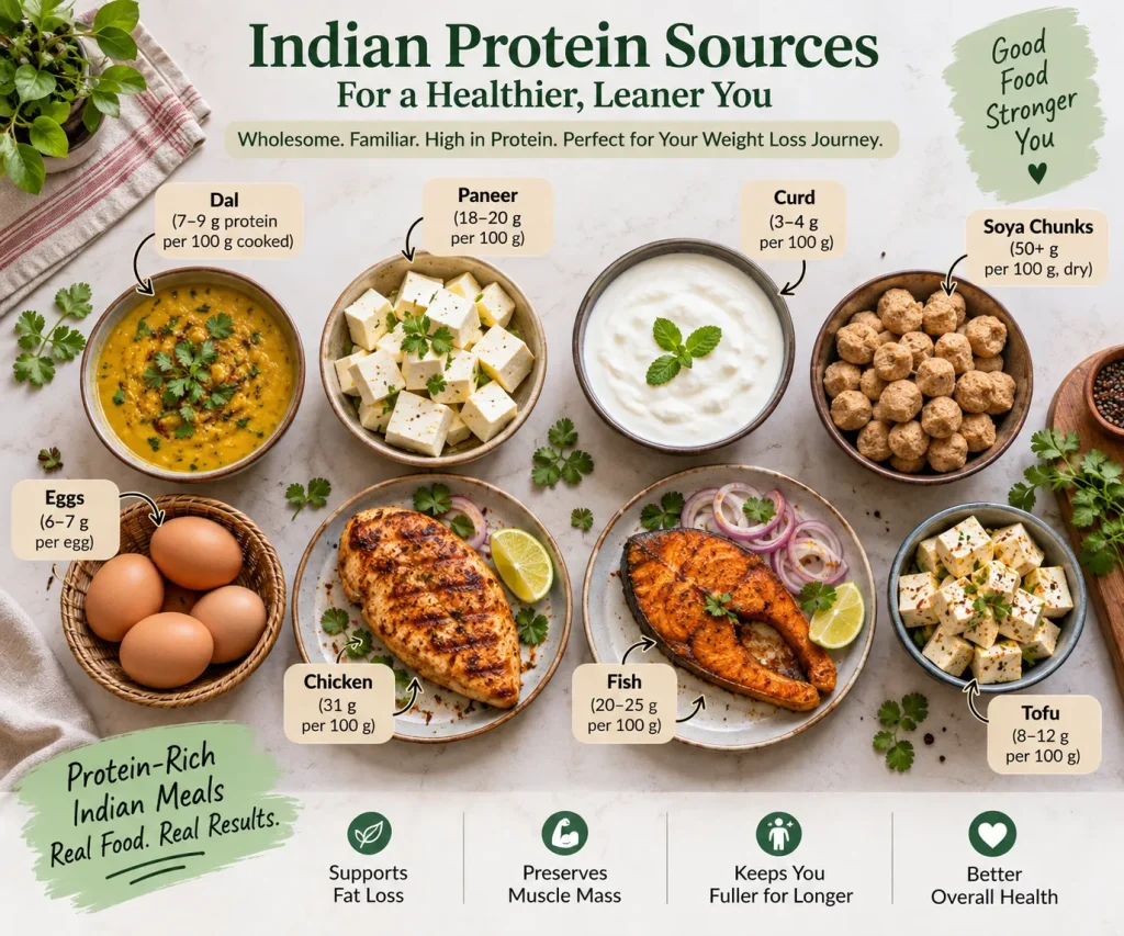 Indian vegetarian and non vegetarian protein sources for weight loss